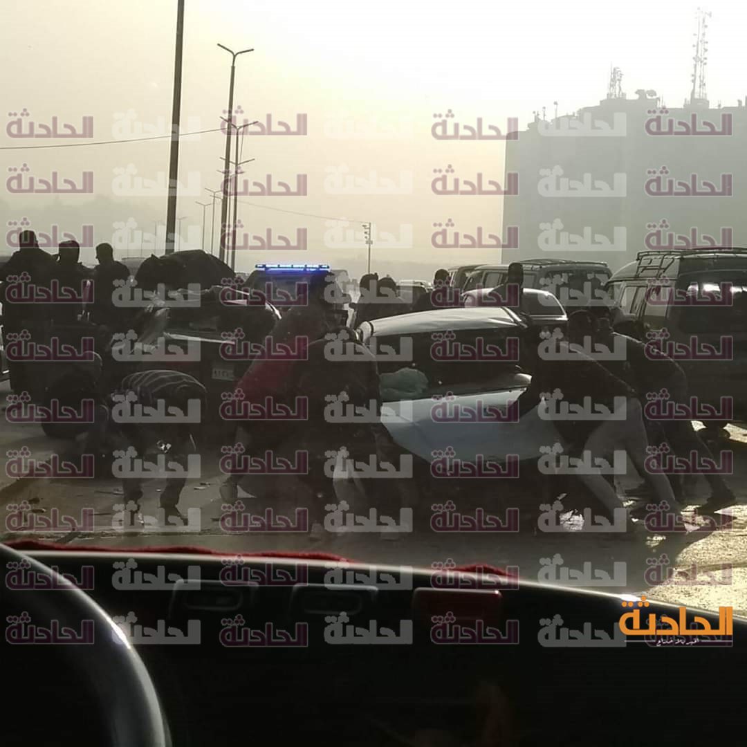 اصطدام 3 سيارات أعلى محور حسب الله الكفراوي