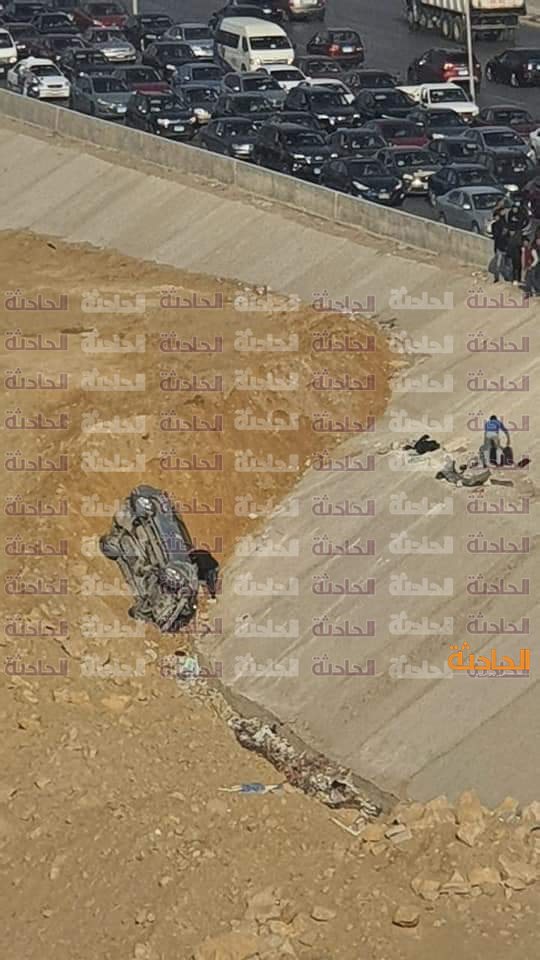 اصطدام 3 سيارات أعلى محور حسب الله الكفراوي