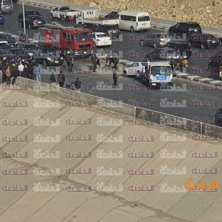 اصطدام 3 سيارات أعلى محور حسب الله الكفراوي