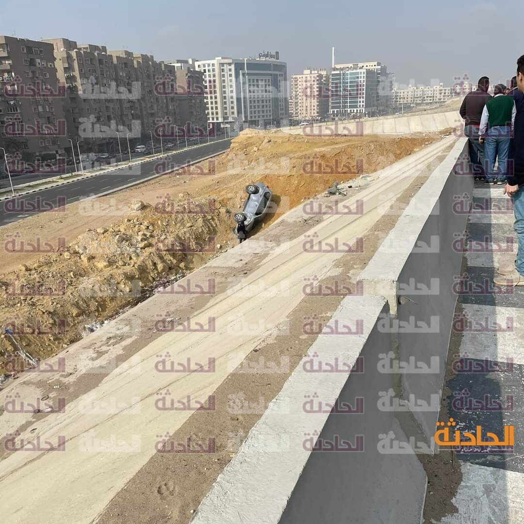 اصطدام 3 سيارات أعلى محور حسب الله الكفراوي