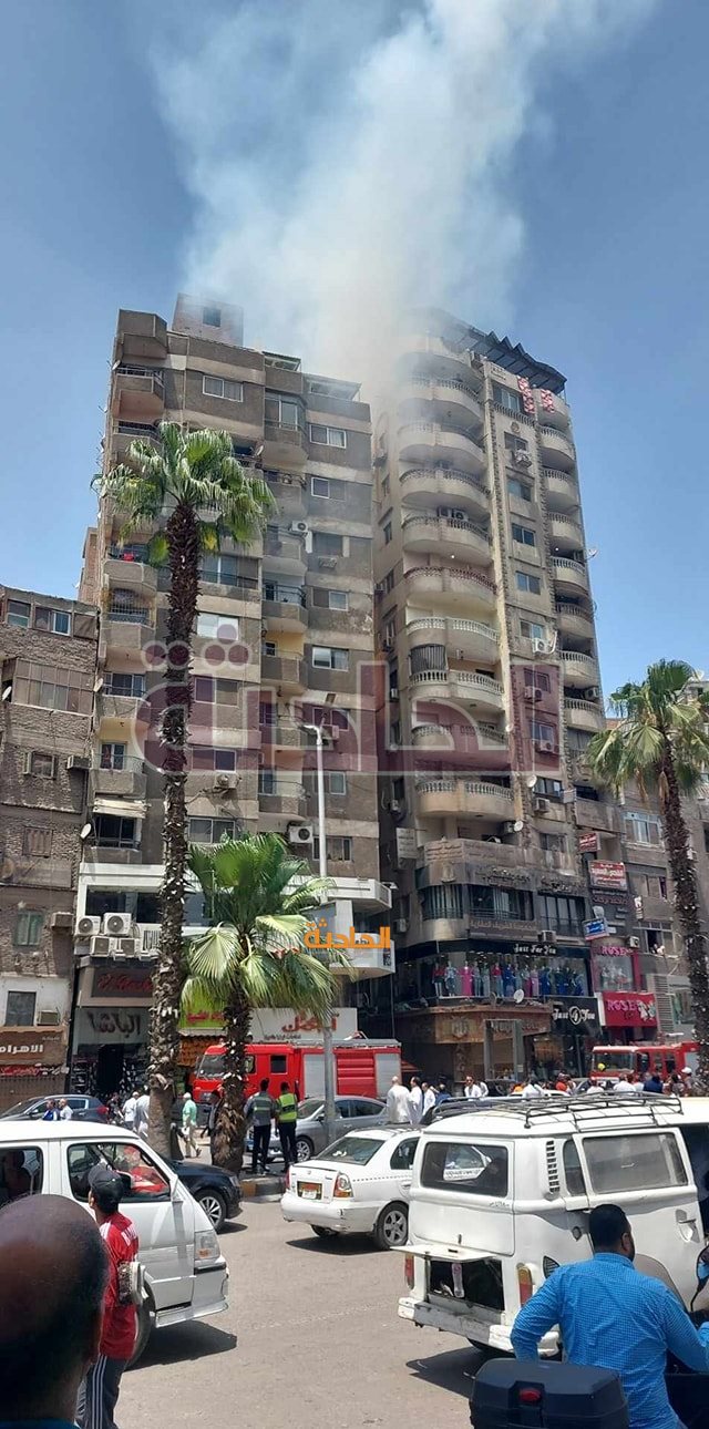 حريق في عقار مكون من 14 طابق بفيصل