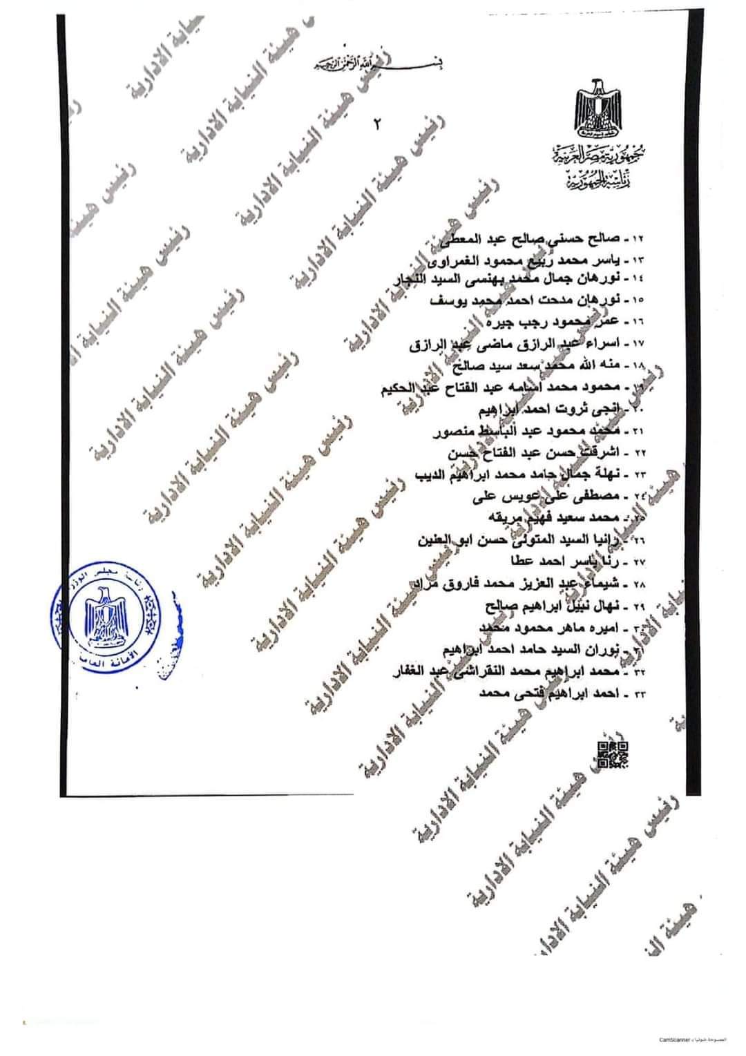 أسماء المقبولين في تعيينات النيابة الإدارية دفعة 2017