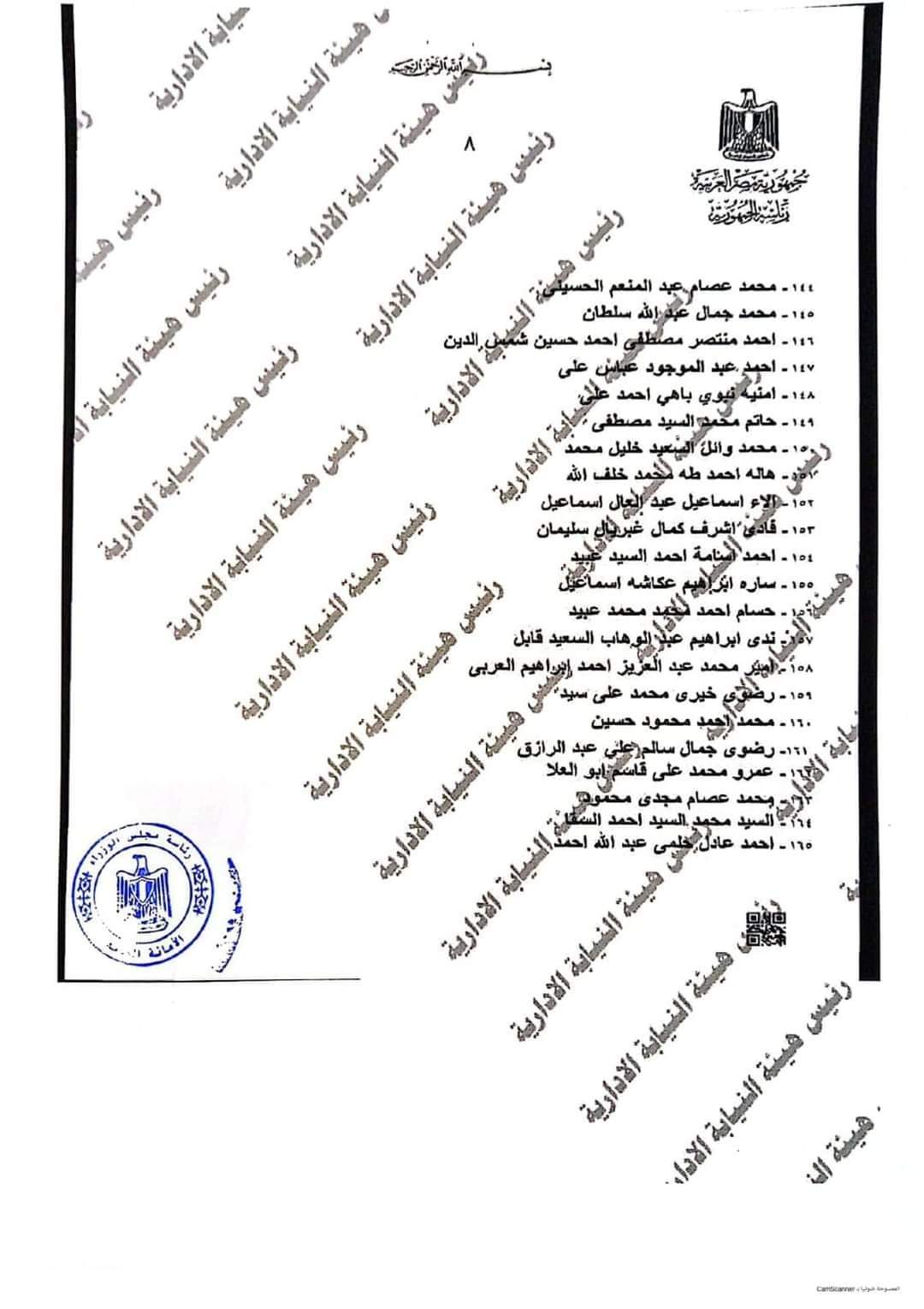 أسماء المقبولين في تعيينات النيابة الإدارية دفعة 2017