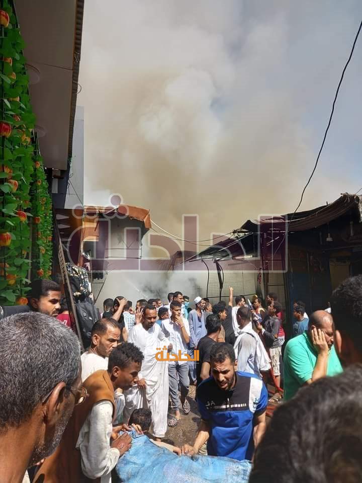 حريق محال تجارية كوم أمبو بأسوان