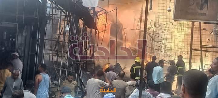 حريق محال تجارية كوم أمبو بأسوان