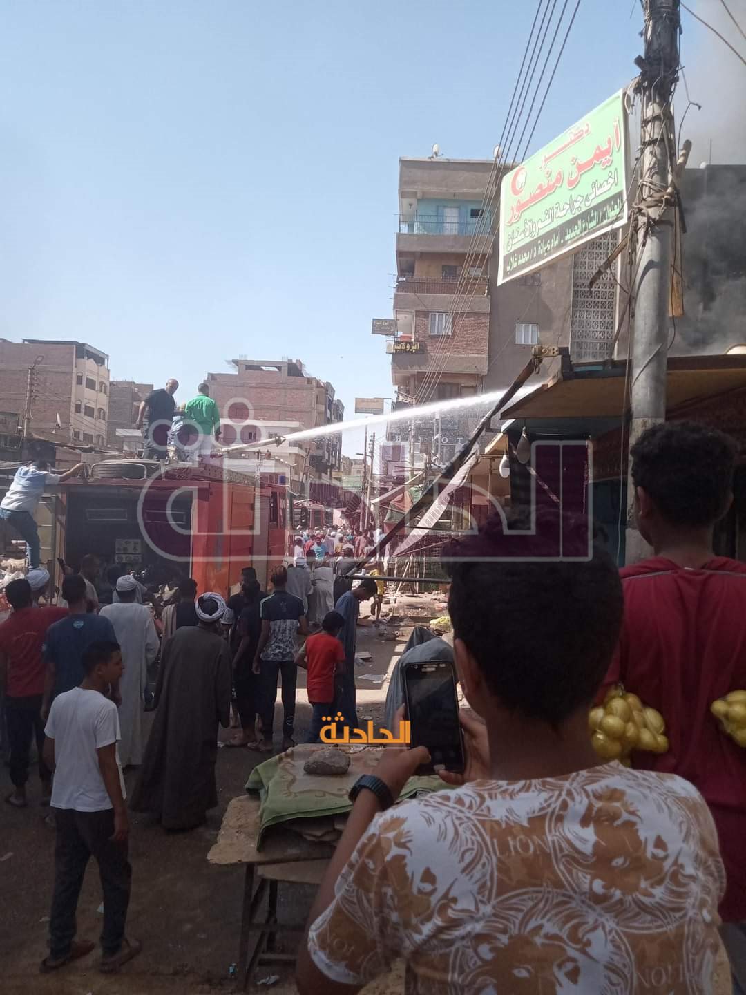 حريق محال تجارية كوم أمبو بأسوان