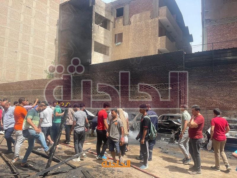 حريق جراج أسفل كوبري ترسا