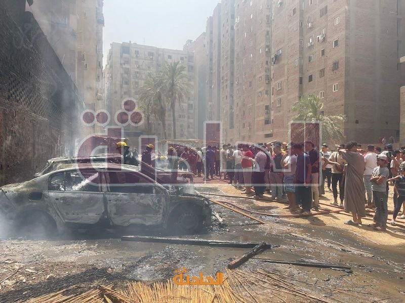حريق جراج أسفل كوبري ترسا