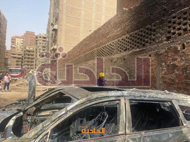 حريق جراج أسفل كوبري ترسا