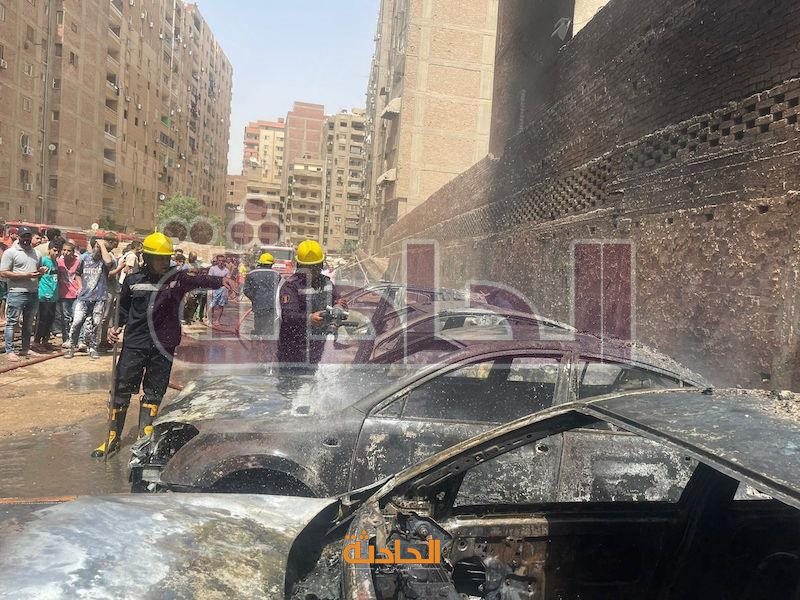 حريق جراج أسفل كوبري ترسا