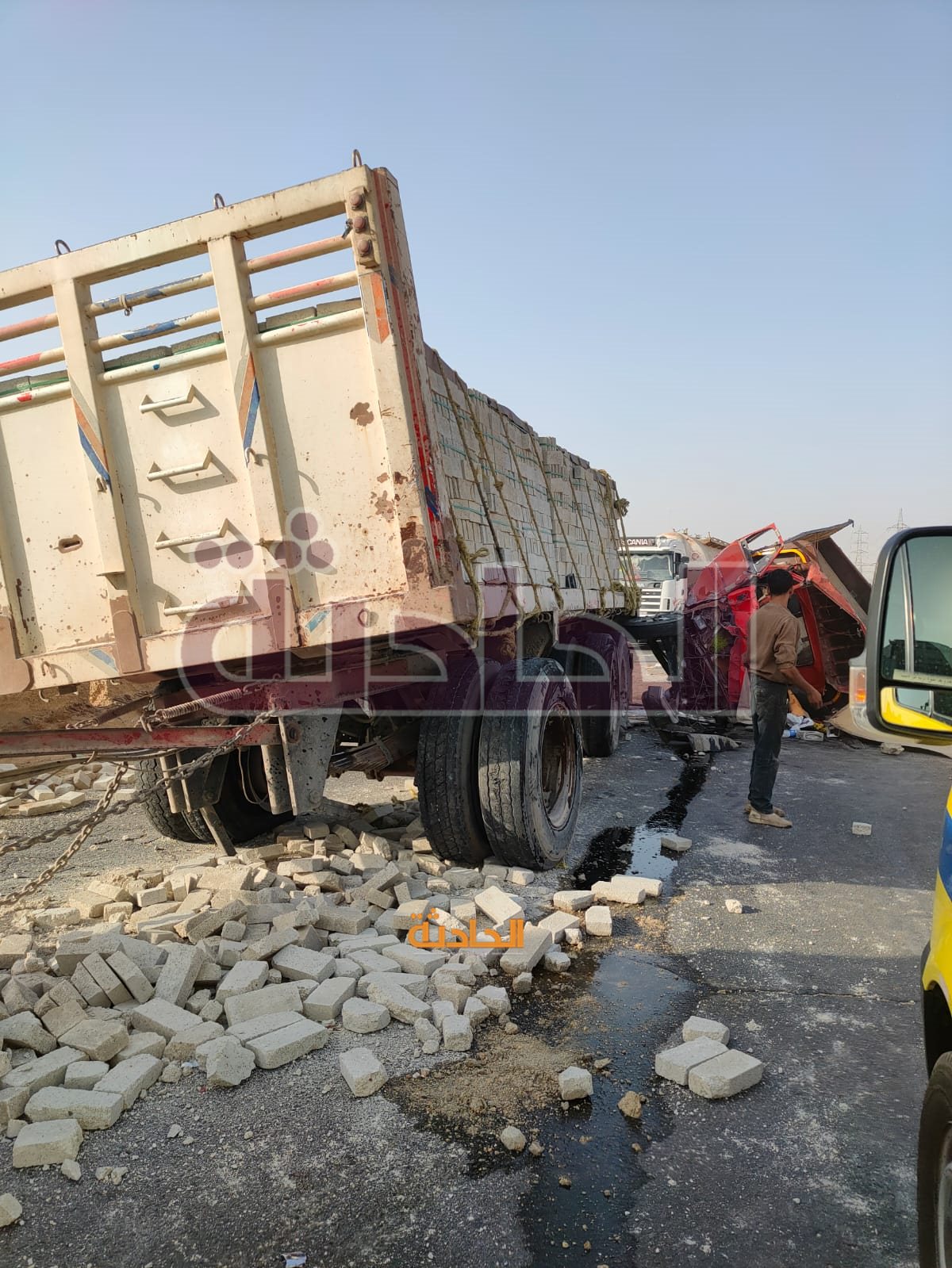 اصابة 7 اشخاص فى حادث مروع على طريق العاصمة الادارية