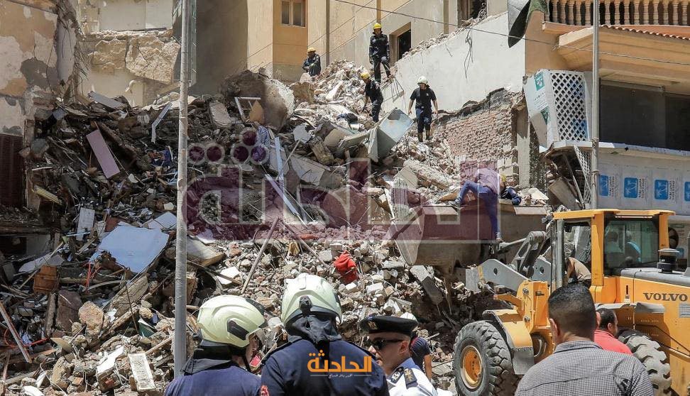 14 جثة و4 مصابين حصيلة انهيار عقار بحدائق القبة