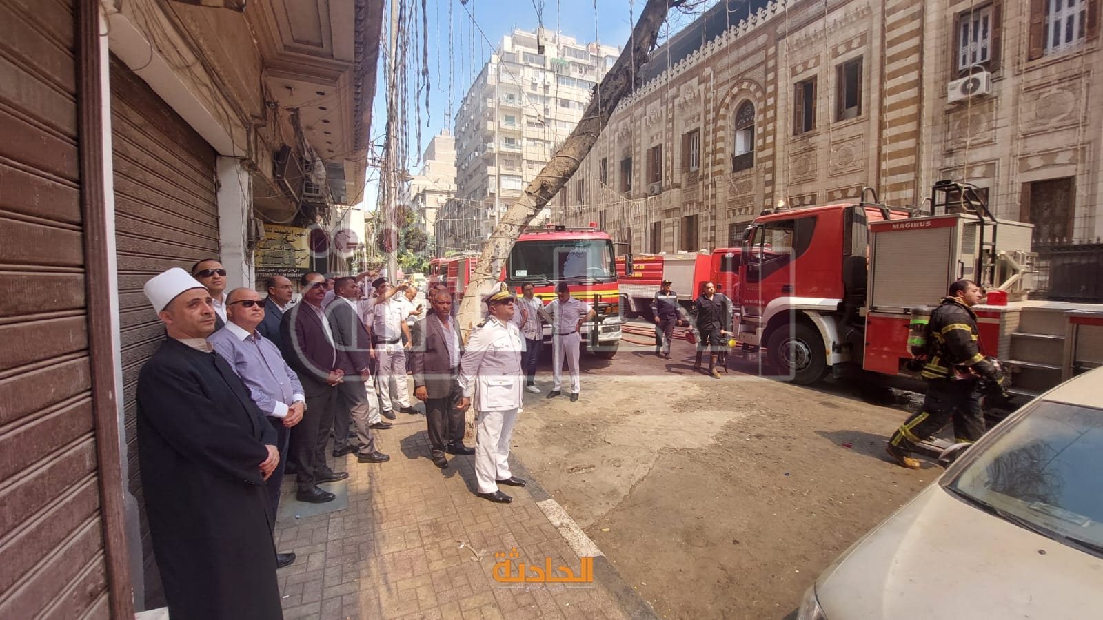 حريق مبنى وزارة الأوقاف
