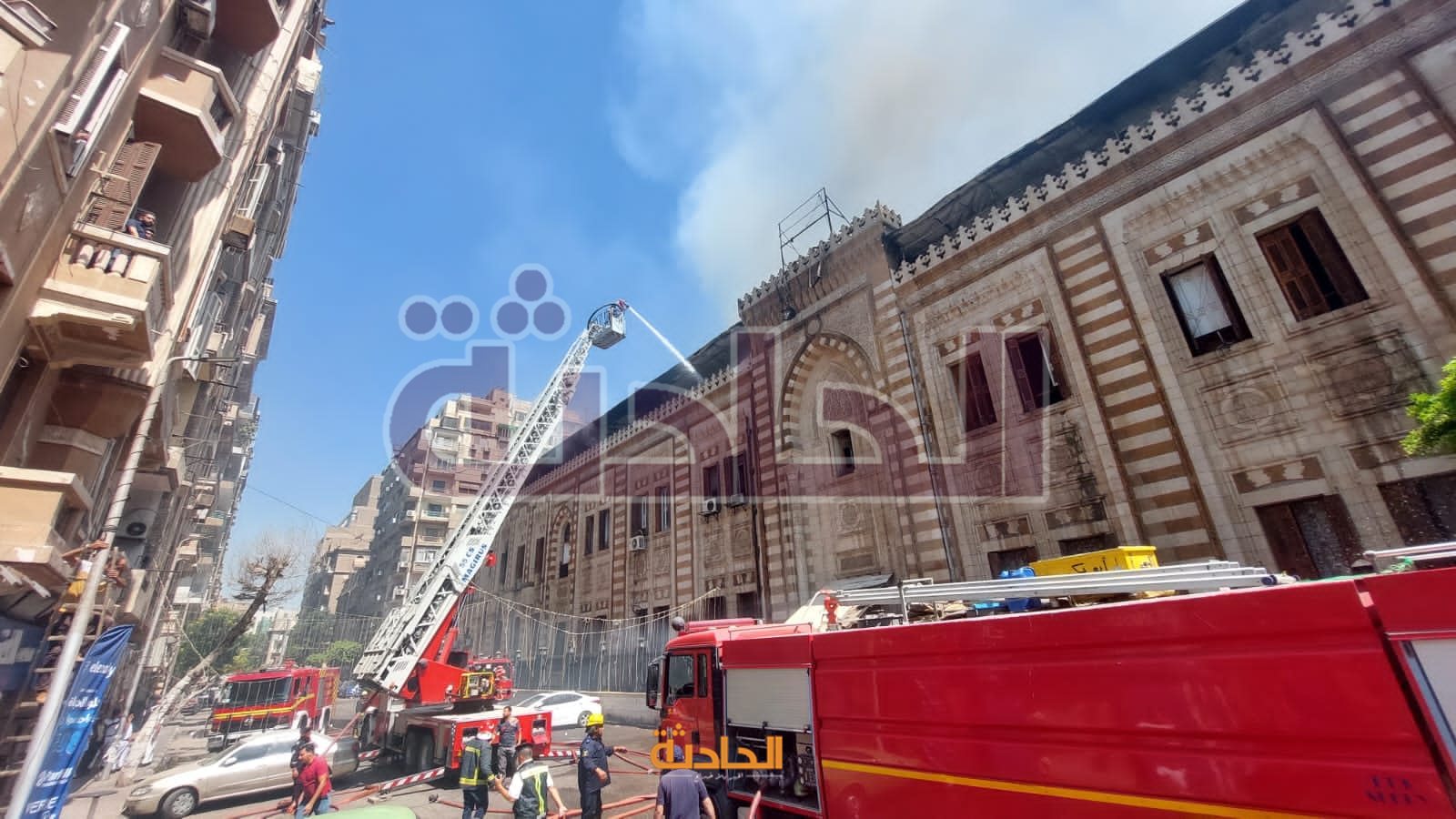 حريق مبنى وزارة الأوقاف