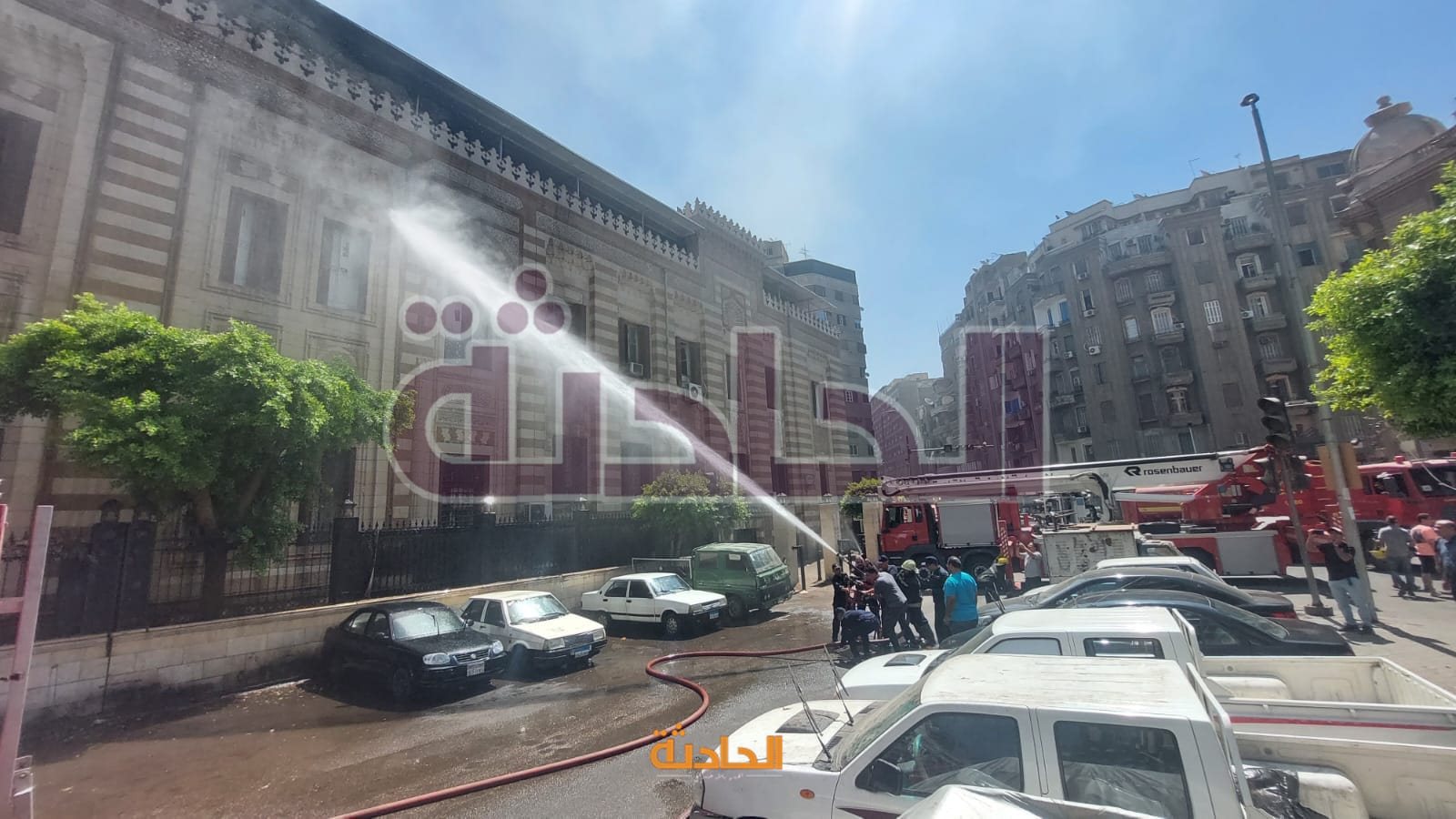 حريق مبنى وزارة الأوقاف