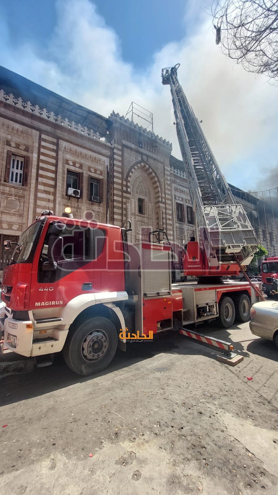 حريق مبنى وزارة الأوقاف