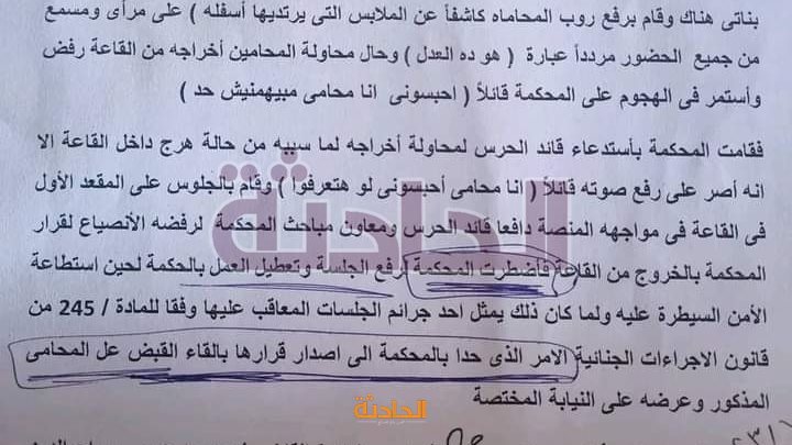 نص مذكرة المحكمة في قضية محامي اسكندرية السكران