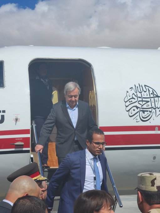 الامين العام للأمم المتحدة أمام معبر رفح