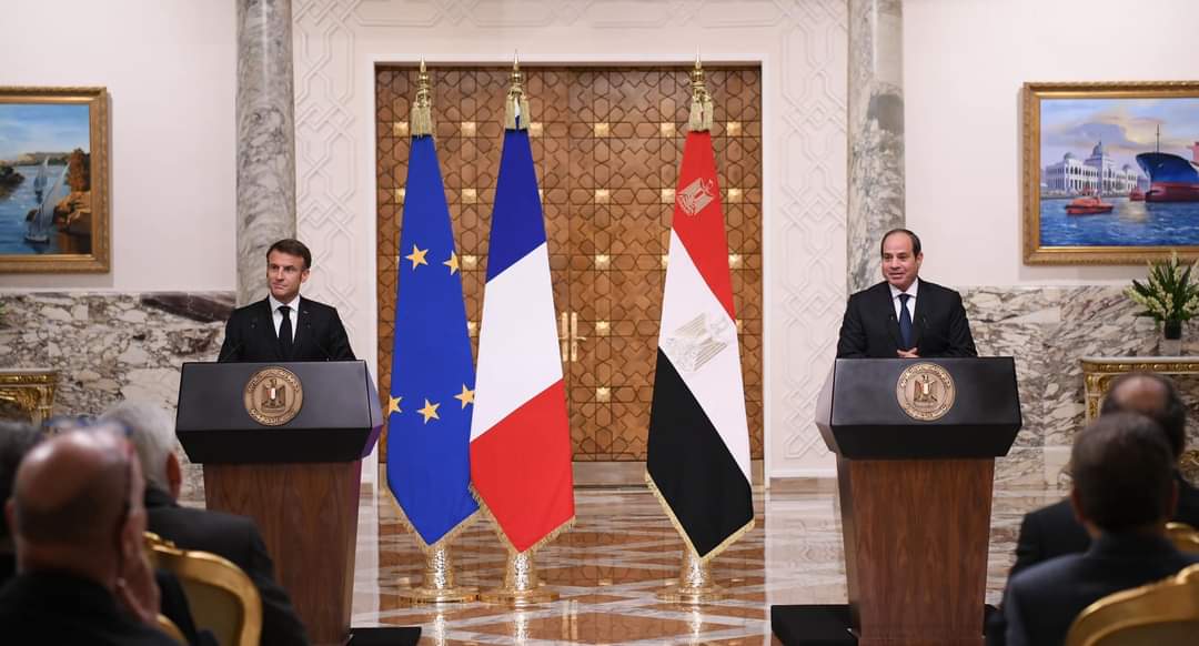 الرئيس السيسي خلال المؤتمر مع نظيره الفرنسي إيمانويل ماكرون
