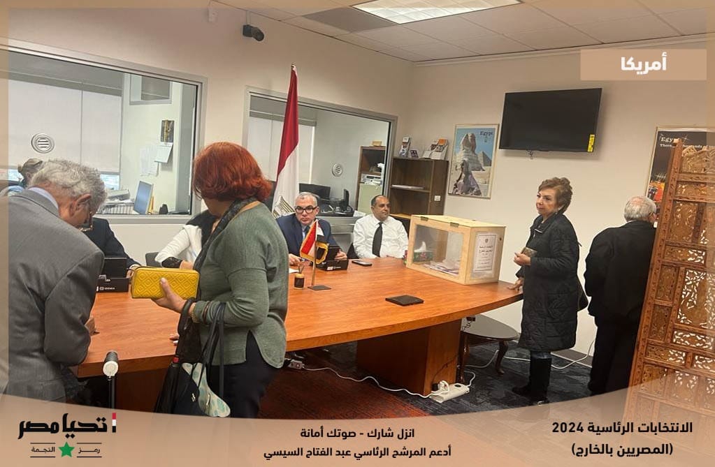 توافد الجالية المصرية في أمريكا على انتخابات الرئاسة 2023