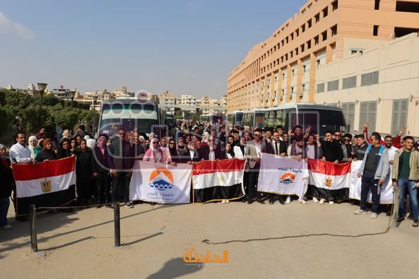 مسيرات بجامعة 6 أكتوبر للمشاركة في التصويت بانتخابات الرئاسة