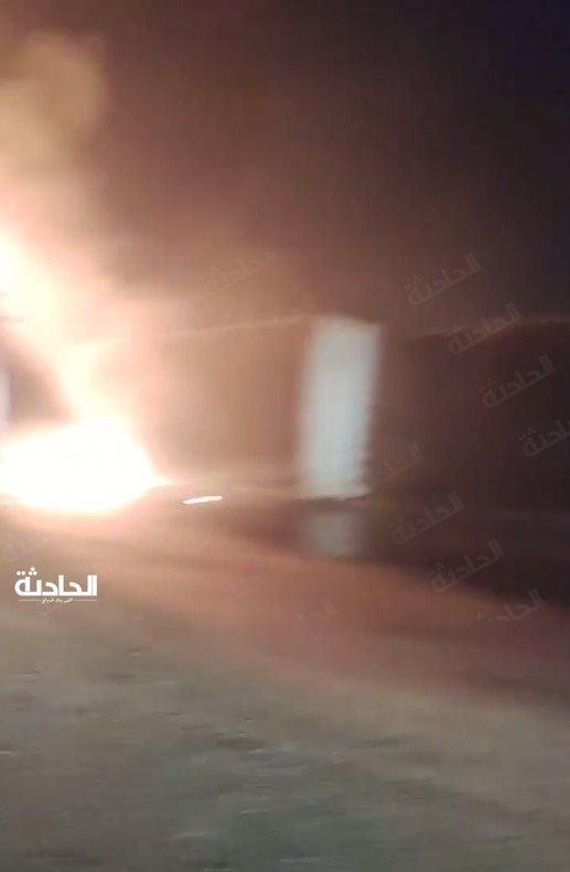 حريق سيارة نقل ثقيل على طريق المنصورة - جمصة