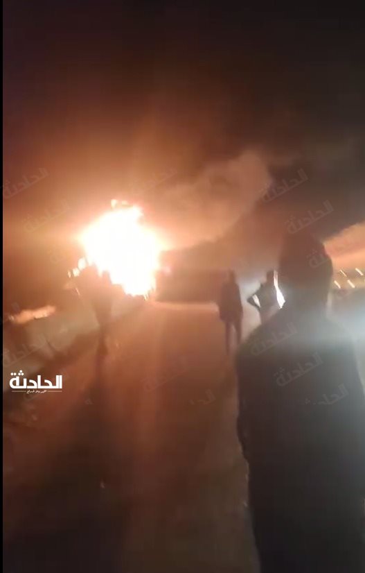 حريق سيارة نقل ثقيل على طريق المنصورة - جمصة