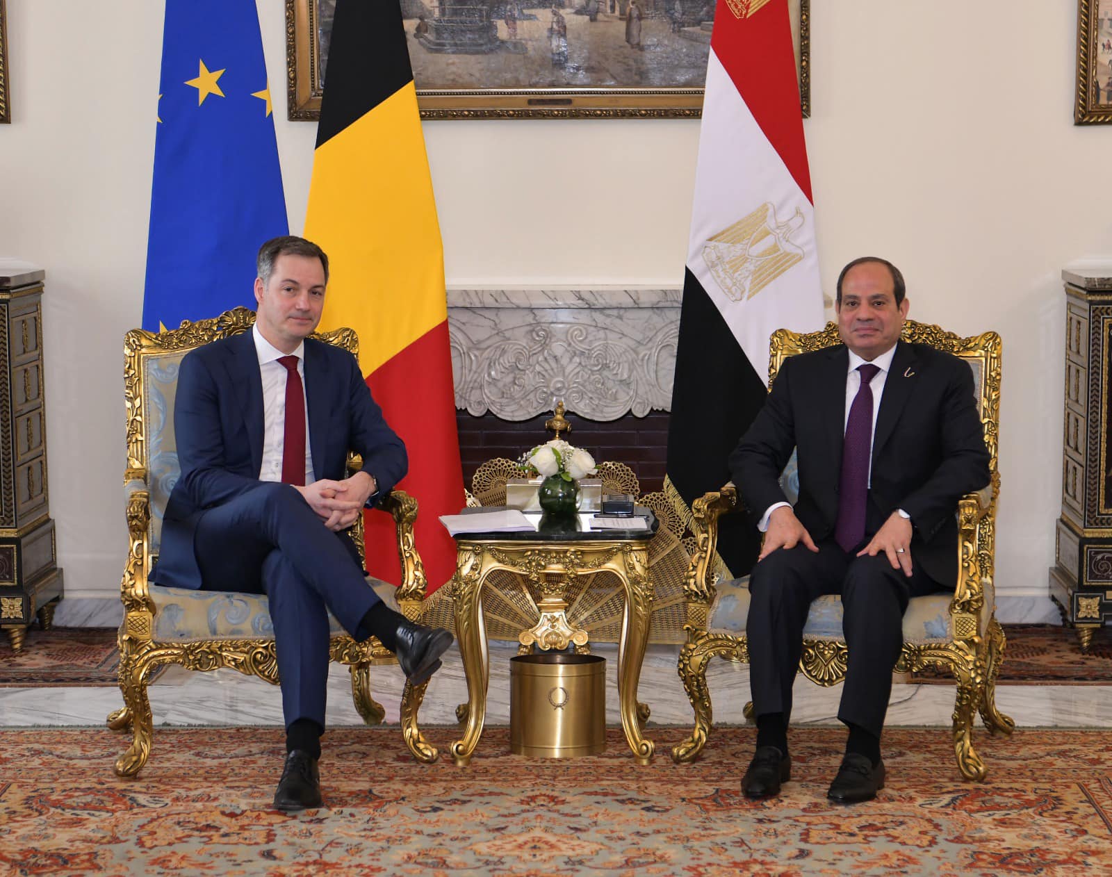 الرئيس السيسي يستقبل رئيس الوزراء البلجيكي