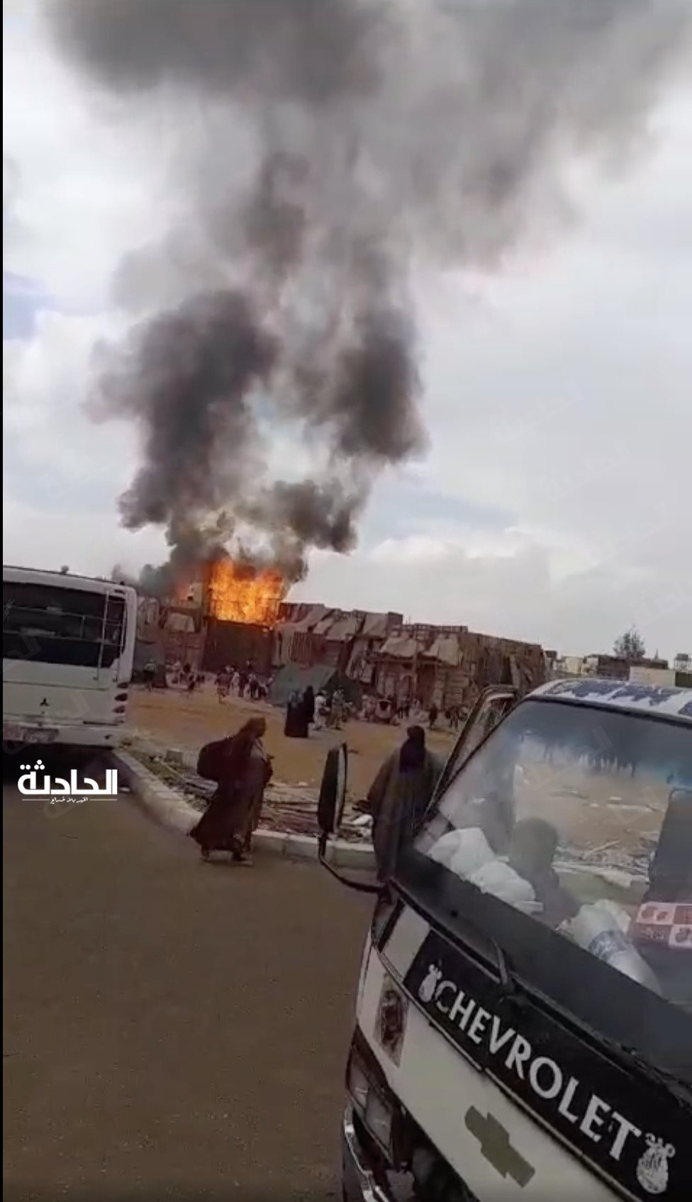 السيطرة على حريق لوكيشن تصوير مسلسل ألف ليلة وليلة