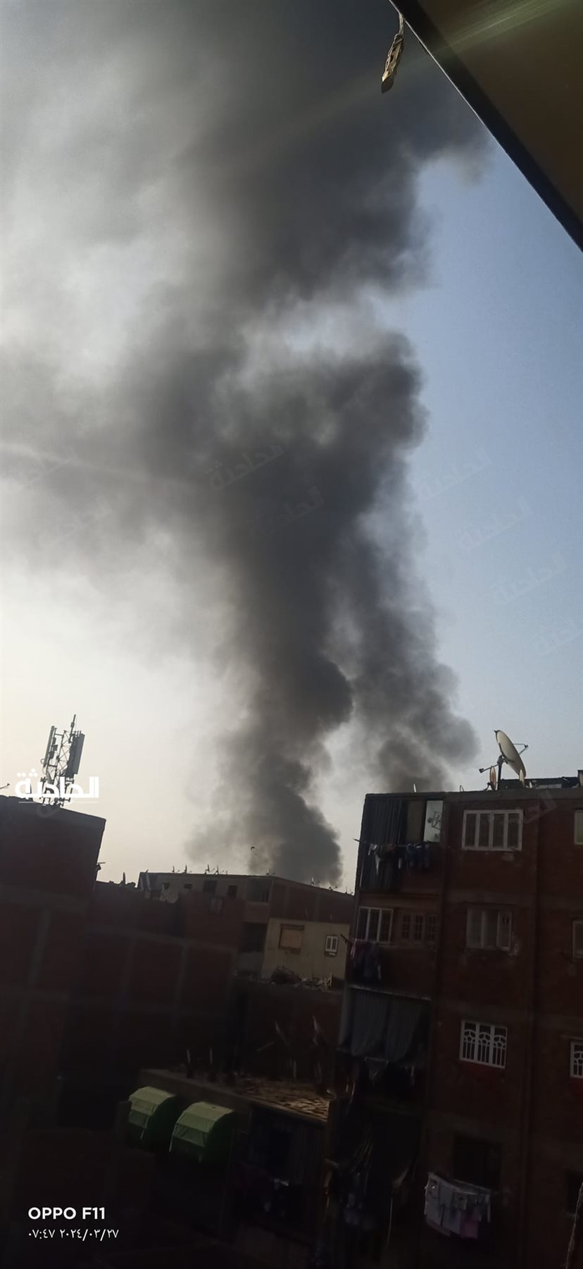 حريق محطة الصرف الصحي بمنطقة الخصوص