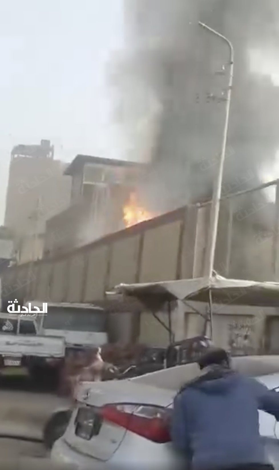 حريق محطة الصرف الصحي بمنطقة الخصوص