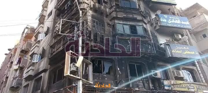 حريق يلتهم صيدلية وعدة طوابق بطلخا