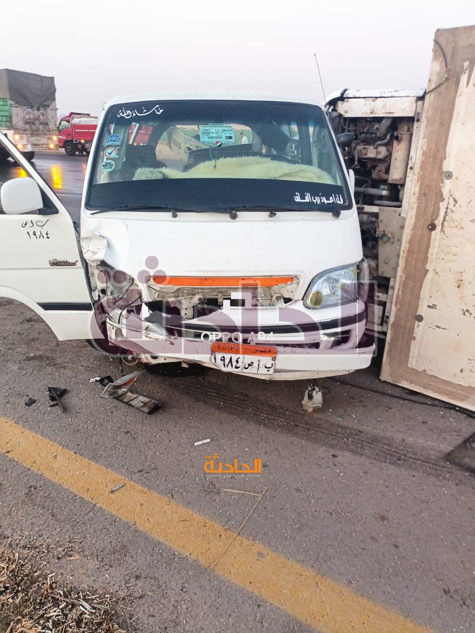 حادث تصادم ميكروباص مع سيارة جامبو بصحراوي القاهرة وادي النطرون