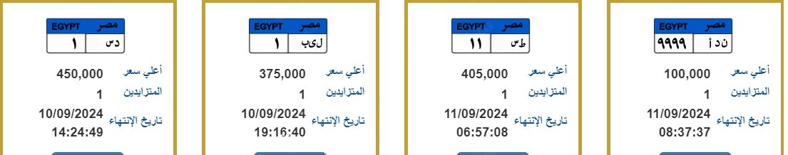 لوحات المرور المعروضة