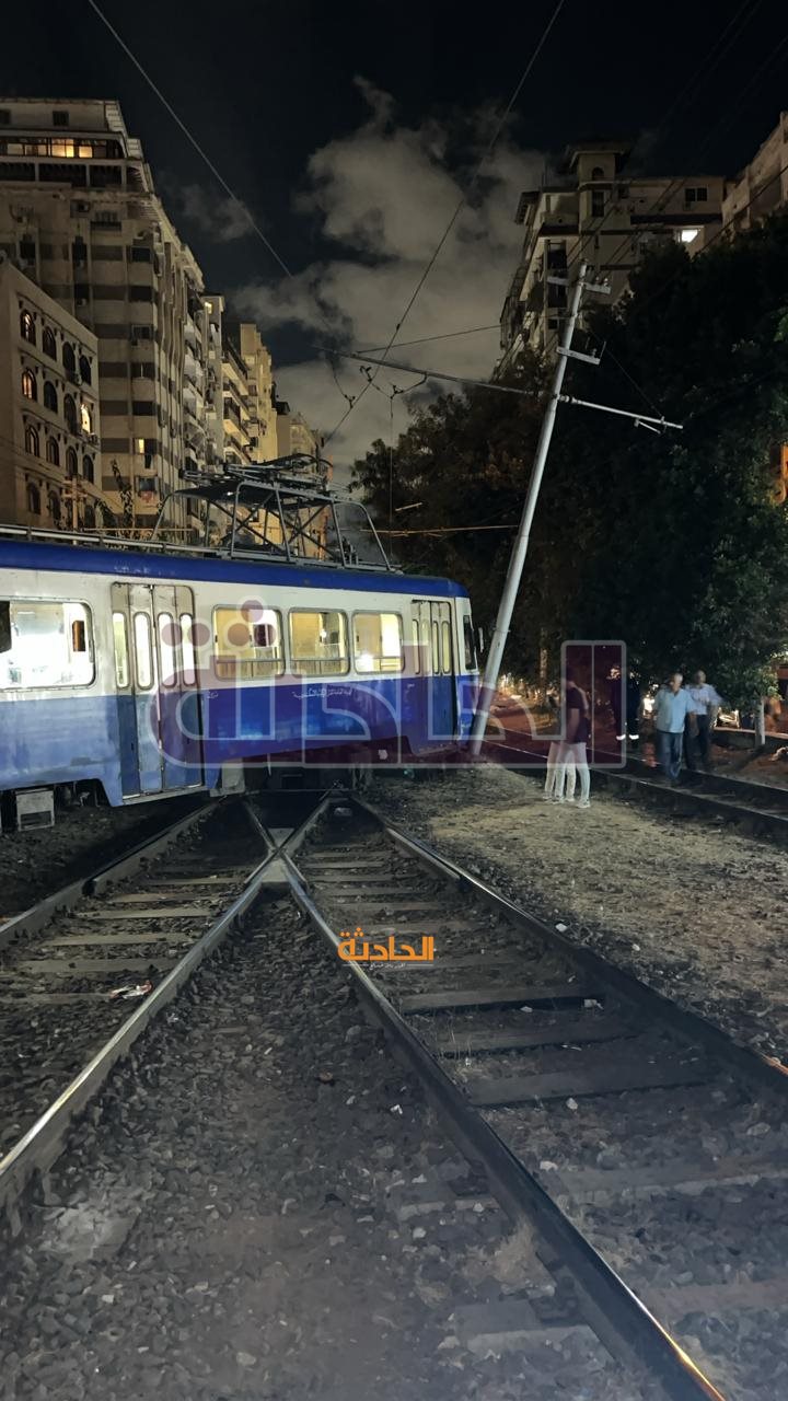 حادث خروج ترام عن مساره بالإسكندرية