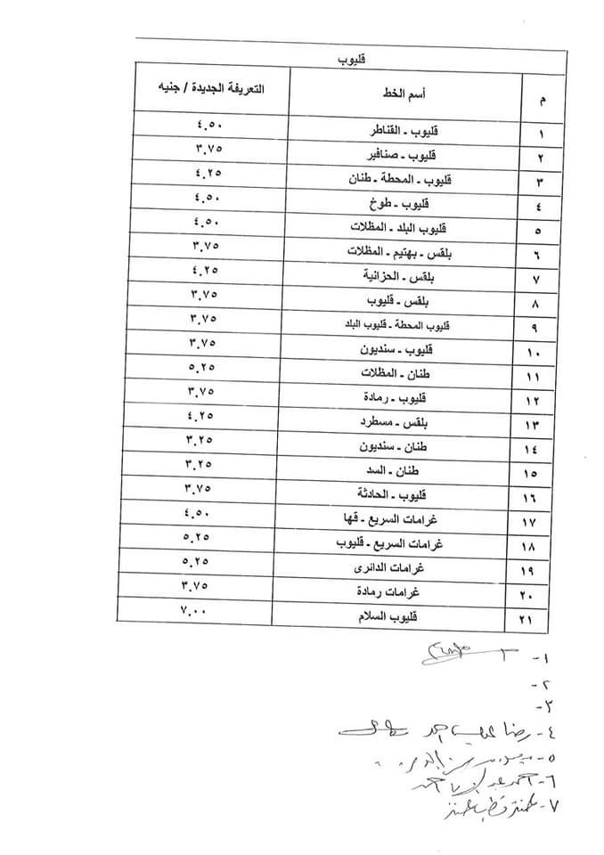 تعريفة الركوب الجديدة لسيارات الأجرة بالقليوبية