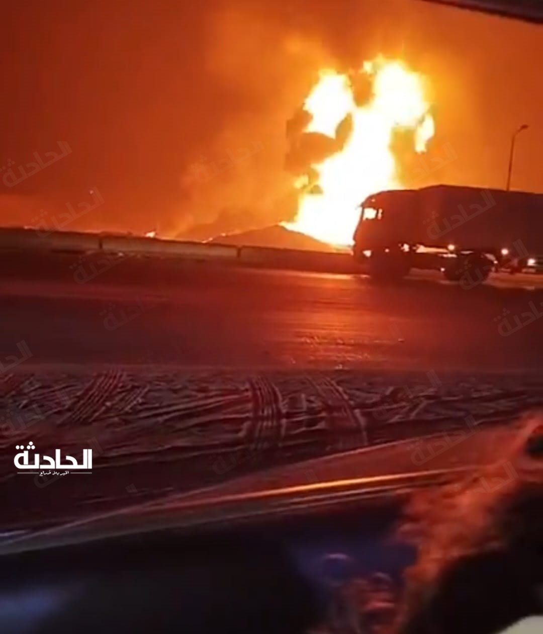 خط مواسير الغاز المجاور لطريق بلبيس الصحراوى بمنطقة الخانكة